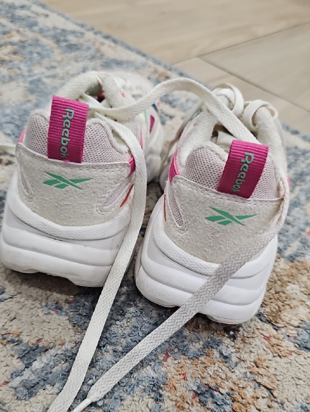 Reebok White Sneakers with Pink, Mint & Blue Accents - Picture 4 of 7